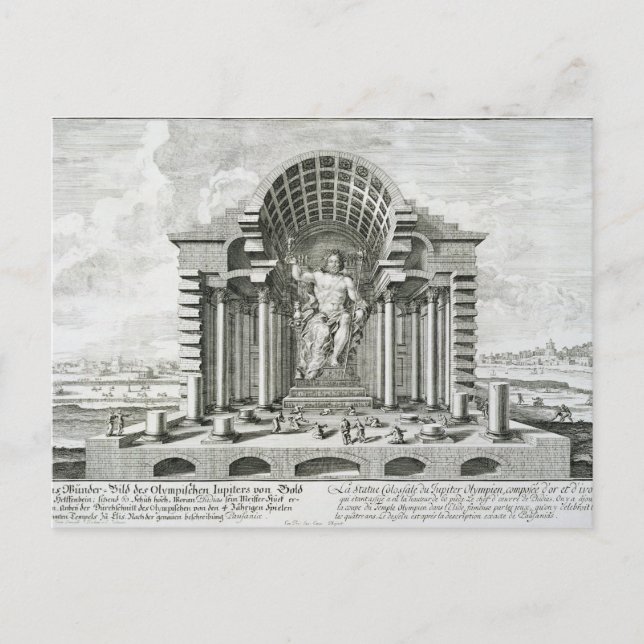 Cartão Postal Estátua de Zeus Olímpico, feita por Phidias em our (Frente)