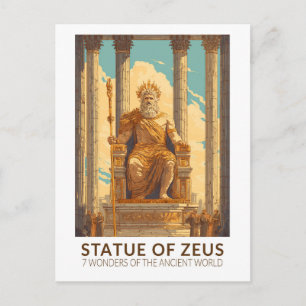 Cartão Postal Estátua de Zeus Sete Maravilhas do Mundo Vintage