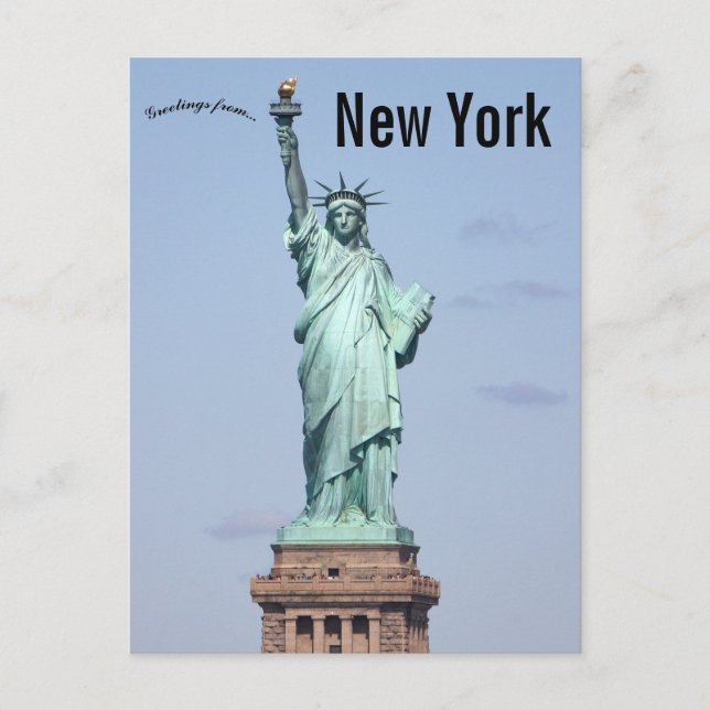 Cartão Postal Estátua do Céu Azul Liberdade Nova York Estados Un (Frente)