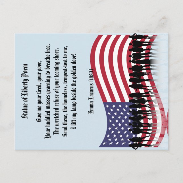 Cartão Postal Estátua do Poema da Liberdade, Nação dos Imigrante (Frente)