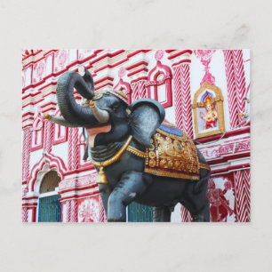 Cartão Postal Estátua elefante fora do templo, Sirsi