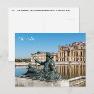 Cartão Postal Estátua Le Rhone no jardim do castelo de Versalhes