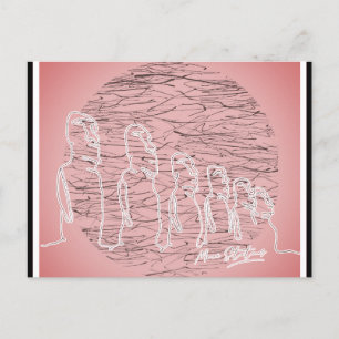 Cartão Postal Estátua Moai da Ilha de Páscoa Viagem Rosa
