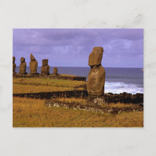Cartão Postal Estátua Moai da Plataforma Tahai Abstratos Páscoa