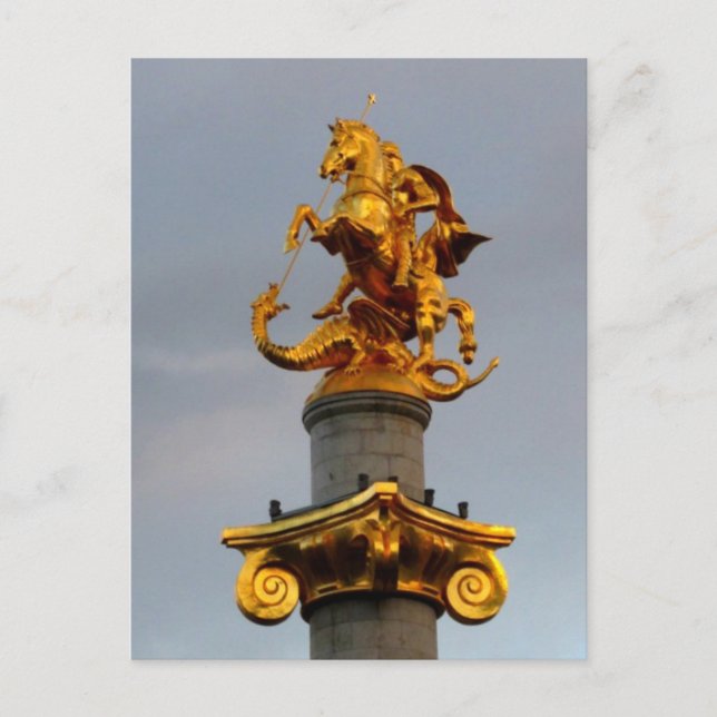Cartão Postal Estátua ouro De Santo George, República Da Geórgia (Frente)