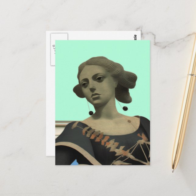 Cartão Postal Estatua Senhora (Frente/Verso In Situ)