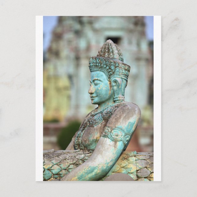 Cartão Postal Estátua Verde Buda Camboja (Frente)