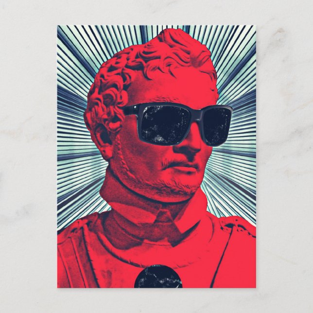 Cartão Postal estátua vermelha do hipster (Frente)