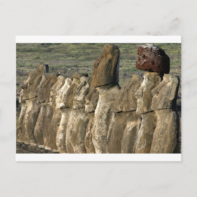 Cartão Postal estátuas de Moai Rapa Nui (Ilha da Páscoa) (Frente)