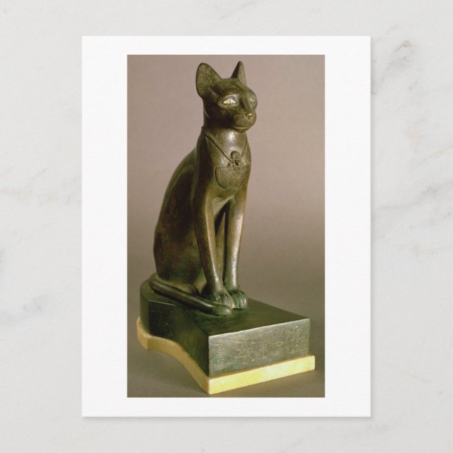 Cartão Postal Estatueta de um gato que representa a deusa Bastet (Frente)