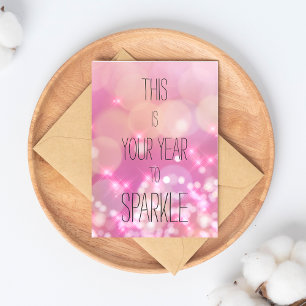 Cartão Postal Este é o Seu Ano para Brilhar - Aniversário Pink B