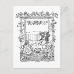 Cartão Postal "Este Livro Pertence A" Postcard de Rótulo de Livr
