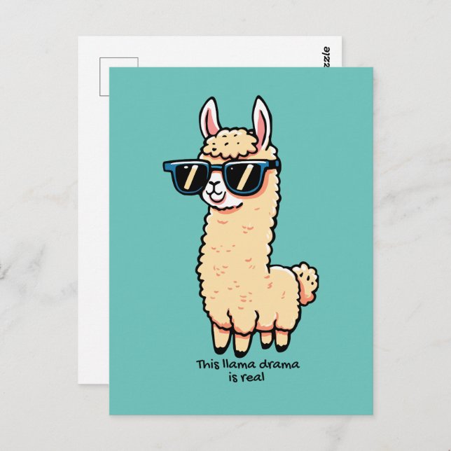 Cartão Postal Este Llama Drama é uma pose esquisita em óculos es (Frente/Verso)