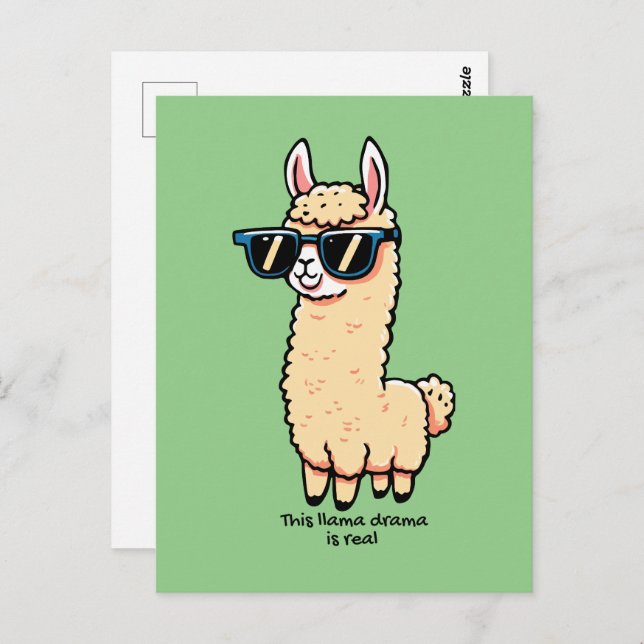 Cartão Postal Este Llama Drama é uma pose esquisita em óculos es (Frente/Verso)