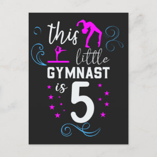 Cartão Postal Este Pequeno Gymnast É 5 Meninas Aniversário