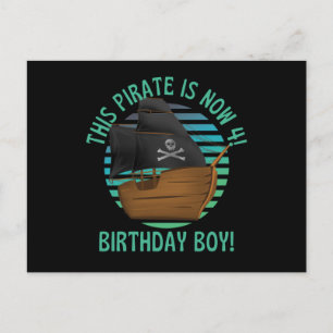 Cartão Postal Este Pirata Agora É 4 Garoto De Aniversário