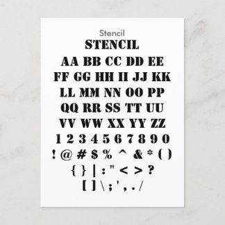 Cartão Postal Estêncil - Folha de Amostra de Fontes Zazzle