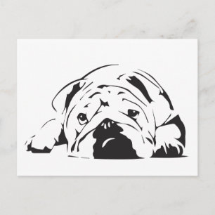 Cartão Postal Estêncil para Bulldog Britânico