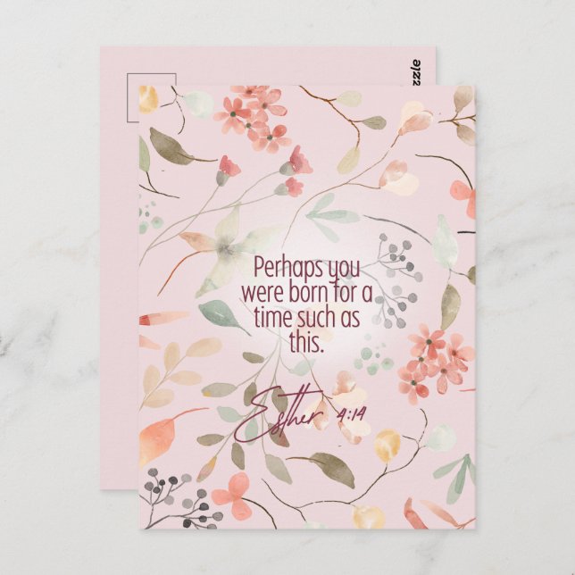 Cartão Postal Ester 4:14 Arte de Verso da Bíblia Cristã (Frente/Verso)