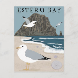 Cartão Postal Estero Bay Morro Rock California Seagulls