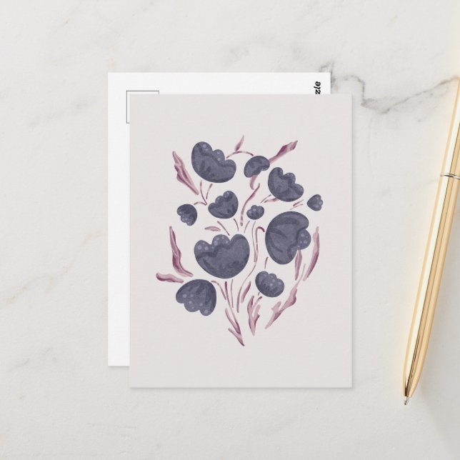 Cartão Postal Estética da Flor Roxa Escura (Frente/Verso In Situ)