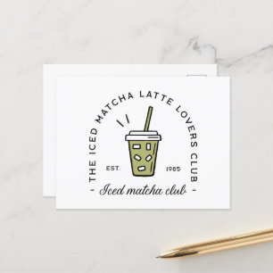 Cartão Postal Estética de amantes de latte de matcha gelada