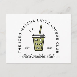 Cartão Postal Estética de amantes de latte de matcha gelada