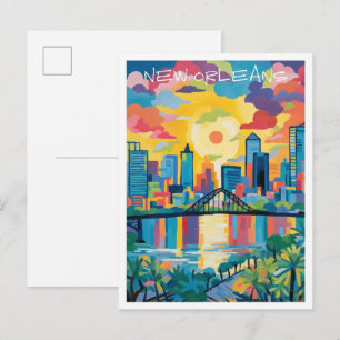 Cartão Postal Estética de Viagem Nova Orleans Louisiana