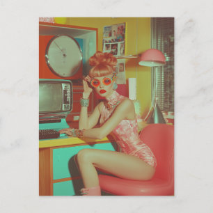 Cartão Postal Estética do Glam Futuro Retro