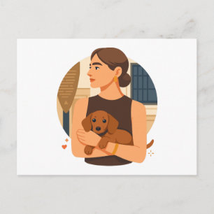 Cartão Postal Estética Moderna de Mãe de Cachorro com Cachorrinh