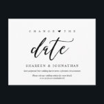 Cartão Postal Estética moderna, Mude a data, Partido adiado<br><div class="desc">Este é o moderno design estético tematizado,  em preto,  o convite para Festa de casamento Reprogramado (adiado/adiado) (Altere a data). É a maneira perfeita e elegante de fazer o convite reprogramar o anúncio aos seus amigos e familiares.</div>