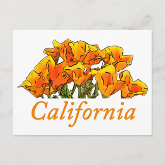 Cartão Postal Estilizado texto "California Poppy Art", "Californ