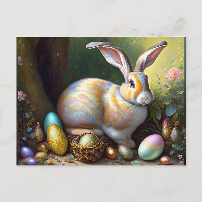 Cartão Postal estilo antigo do coelho da Páscoa (Frente)