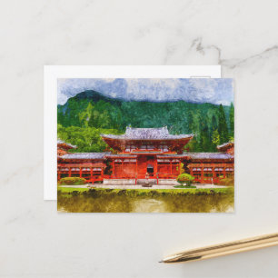Cartão Postal Estilo Asiático do Templo Japonês - Arte Aquecida