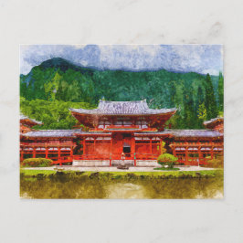 Cartão Postal Estilo Asiático do Templo Japonês - Arte Aquecida