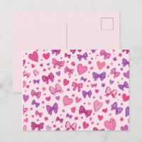 Estilo Coquete Rosa Roxo Laço & Coração Padrão