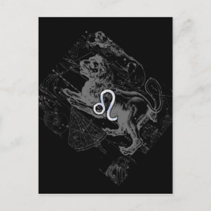 Cartão Postal Estilo Cromo Leo Zodiac Map Hevelius 1690