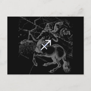 Cartão Postal Estilo Cromo Sagitário Símbolo Zodiac em Hevélio