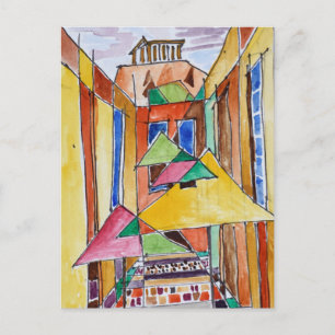 Cartão Postal Estilo Cubist Watercolor Plaka   Atenas, Grécia