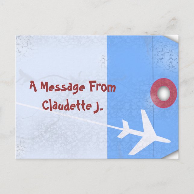 Cartão Postal Estilo da etiqueta de bagagem (Frente)