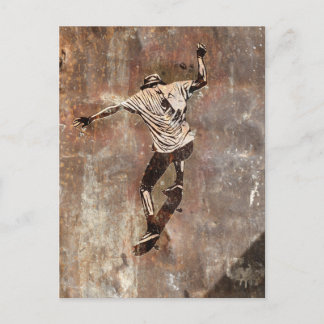 Cartão Postal Estilo de Arte da Rua Skateboarder
