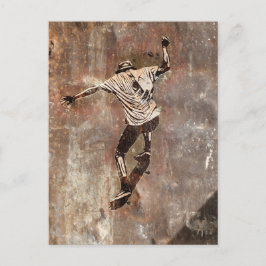Cartão Postal Estilo de Arte da Rua Skateboarder