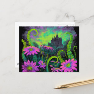 Cartão Postal Estilo de Arte de Luz Negra Estranha