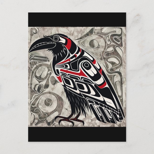 Cartão Postal Estilo de arte de Northwestern raven (Frente)