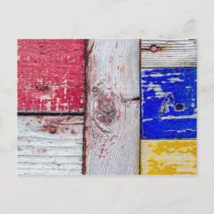 Cartão Postal Estilo de arte em madeira de neoplasticismo engraç