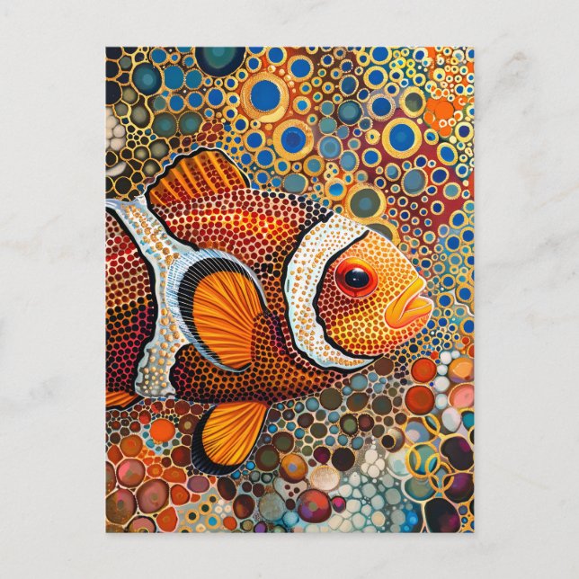 Cartão Postal Estilo de Arte Ponto Aborigine Clownfish (Frente)