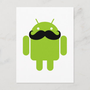 Cartão Postal Estilo de bigode Whimsical Robot Android