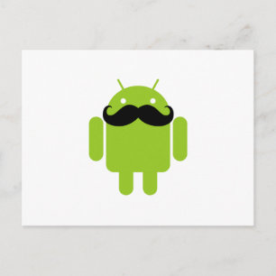 Cartão Postal Estilo de bigode Whimsical Robot Android