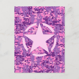 Cartão Postal Estilo de Camo Digital - Estrela Rosa Deco