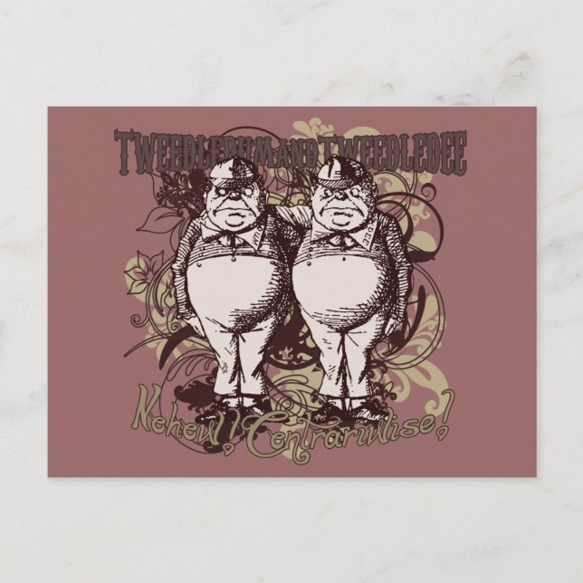 Cartão Postal Estilo de Carnaval Tweedledum e Tweedledee (Frente)